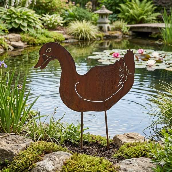 Stilvoller Beetstecker Ente ca. 27 cm - Gartendekoration